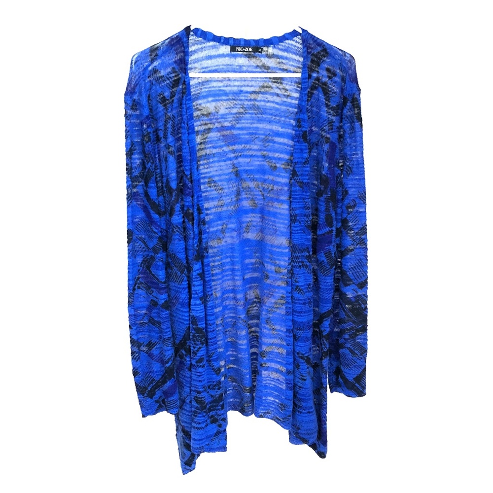 Women's open front blue cardigan sweater